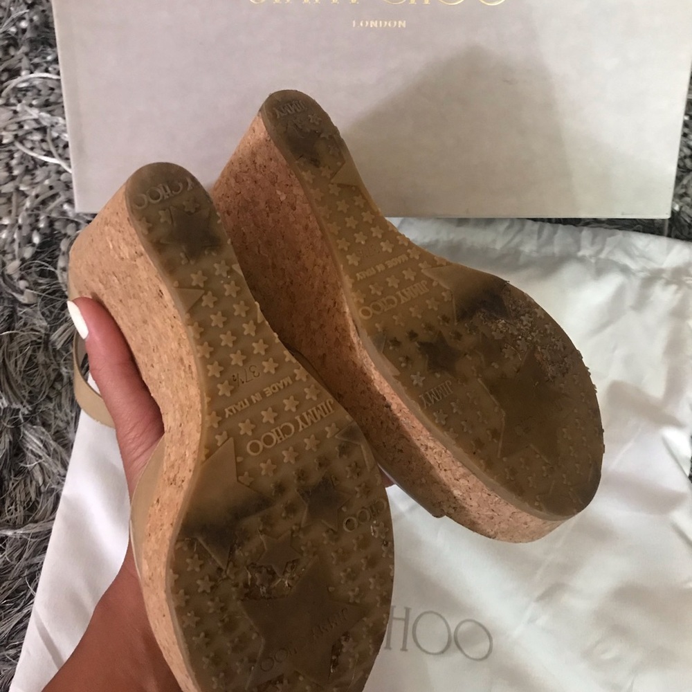 Jimmy Choo T strap Wedge Sandals - Picture 6 of 8